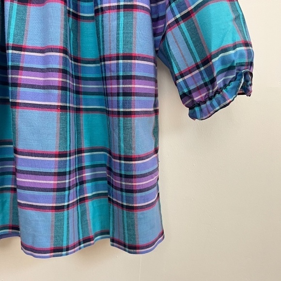 Vintage Kids Classics Girls Plaid Embroidered Collar Prairie Cottagecore Dress 6 - Picture 5 of 12